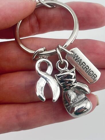 Boxing Glove/Warrior Keychain with Gray Grey Ribbon Charm in Kuwait