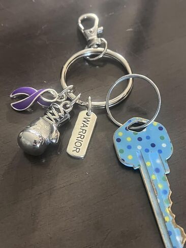 Boxing Glove/Warrior Keychain with Gray Grey Ribbon Charm in Kuwait