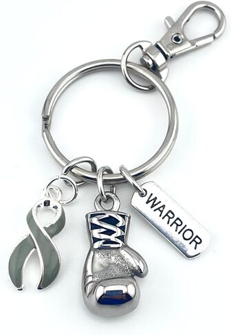Boxing Glove/Warrior Keychain with Gray Grey Ribbon Charm in Kuwait