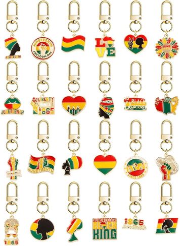 MALOYANVE Juneteenth Keychain Set Black History African American Freedom Day Accessories Charms Enamel Key Ring in Kuwait