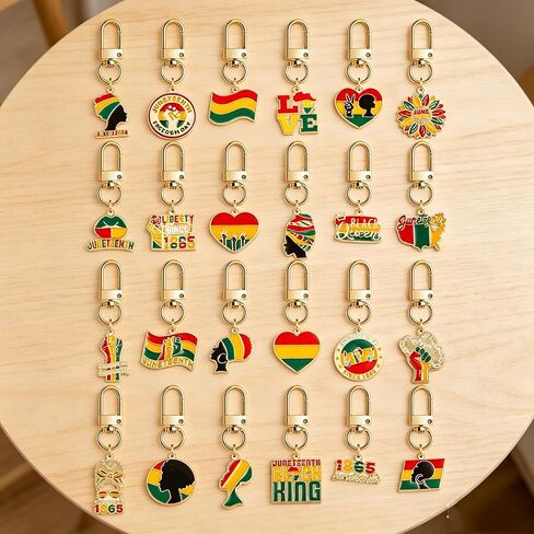 MALOYANVE Juneteenth Keychain Set Black History African American Freedom Day Accessories Charms Enamel Key Ring in Kuwait