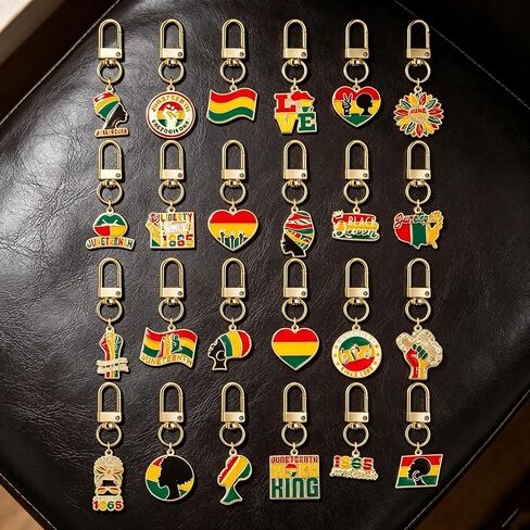 MALOYANVE Juneteenth Keychain Set Black History African American Freedom Day Accessories Charms Enamel Key Ring in Kuwait
