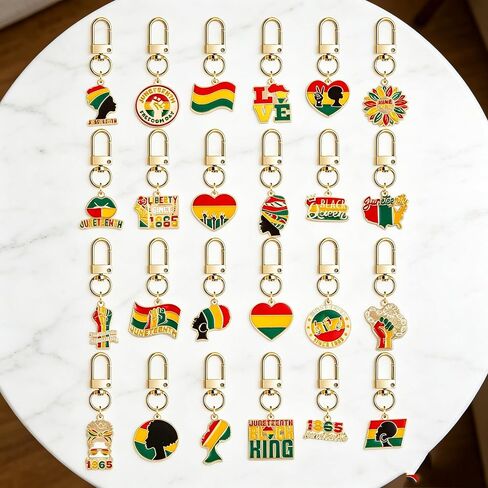 MALOYANVE Juneteenth Keychain Set Black History African American Freedom Day Accessories Charms Enamel Key Ring in Kuwait