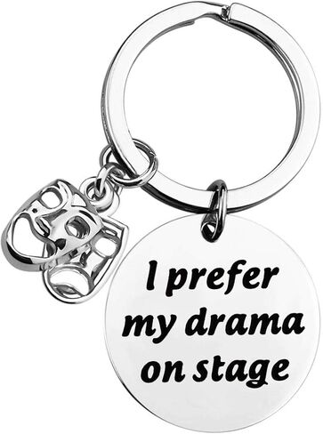 TGBJE I Prefer My Drama On Stage Keychain - Theater Gift With Comedy Tragedy Masks Charm - Drama Teacher Thespian Motivational Gift in Kuwait