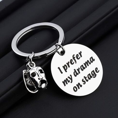 TGBJE I Prefer My Drama On Stage Keychain - Theater Gift With Comedy Tragedy Masks Charm - Drama Teacher Thespian Motivational Gift in Kuwait