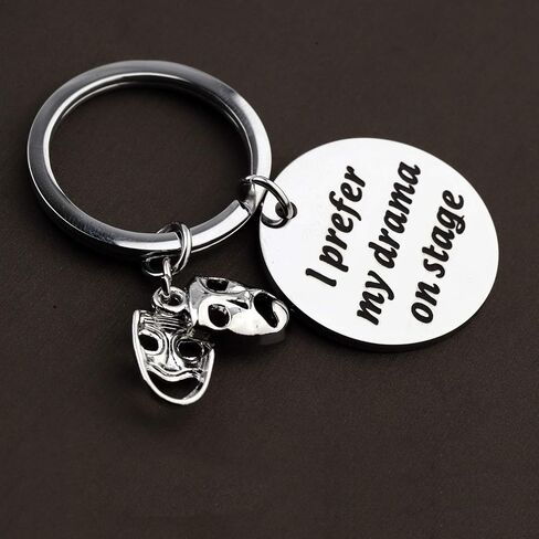 TGBJE I Prefer My Drama On Stage Keychain - Theater Gift With Comedy Tragedy Masks Charm - Drama Teacher Thespian Motivational Gift in Kuwait