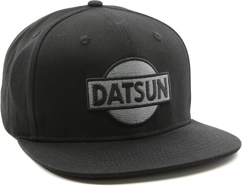 قبعة بيسبول Datsun - طراز A بحافة مسطحة - لون أسود وفضي داكن - قبعة خلفية بإبزيم in Kuwait