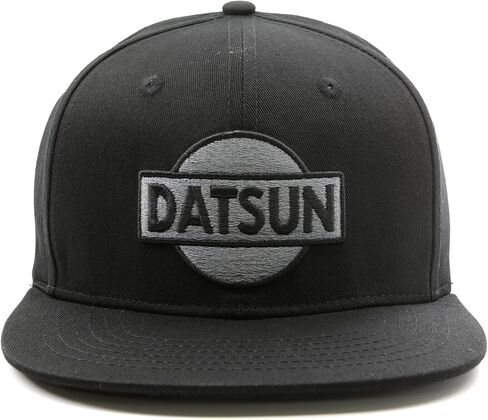قبعة بيسبول Datsun - طراز A بحافة مسطحة - لون أسود وفضي داكن - قبعة خلفية بإبزيم in Kuwait