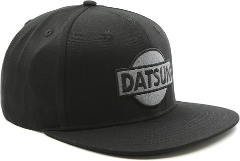 قبعة بيسبول Datsun - طراز A بحافة مسطحة - لون أسود وفضي داكن - قبعة خلفية بإبزيم in Kuwait