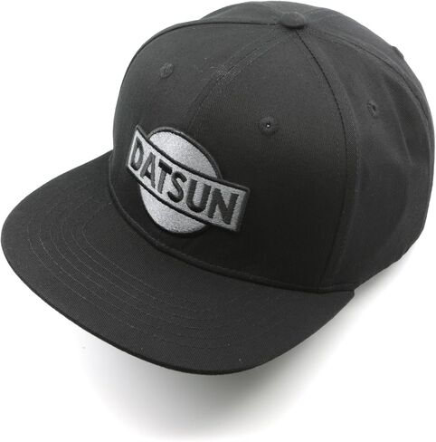 قبعة بيسبول Datsun - طراز A بحافة مسطحة - لون أسود وفضي داكن - قبعة خلفية بإبزيم in Kuwait