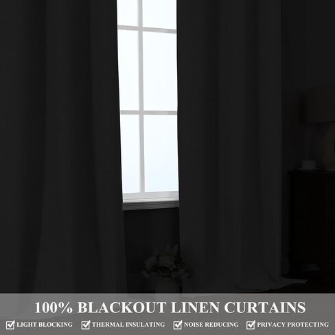 Estelar Textiler Greyish White 100% Blackout Curtains 63 Inches Long for Bedroom, Energy Saving Linen Textured Thermal Insulated Room Darkening Window Grommet Drapes for Living Room, 40Wx63L, 2 Panels in Saudi Arabia