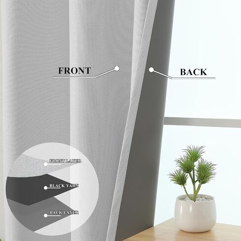 Estelar Textiler Greyish White 100% Blackout Curtains 63 Inches Long for Bedroom, Energy Saving Linen Textured Thermal Insulated Room Darkening Window Grommet Drapes for Living Room, 40Wx63L, 2 Panels in Saudi Arabia