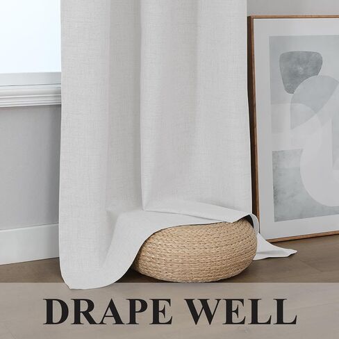 Estelar Textiler Greyish White 100% Blackout Curtains 63 Inches Long for Bedroom, Energy Saving Linen Textured Thermal Insulated Room Darkening Window Grommet Drapes for Living Room, 40Wx63L, 2 Panels in Saudi Arabia