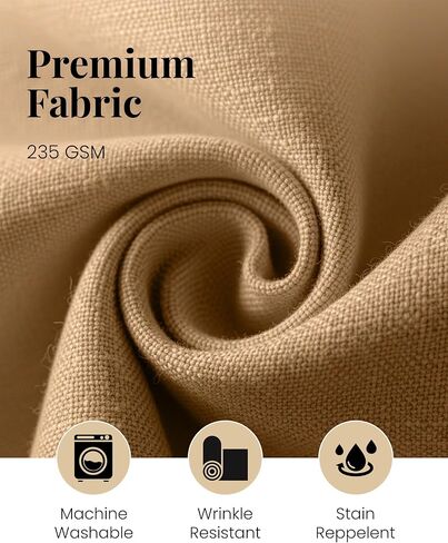 DECOLURE Linen Blackout Curtains - SunShield 90 Inches Long Black Out Curtains for Living Room and Bedroom Windows - Luxury Faux Linen, 2 Panels Set, Ultra Durable - 90 Length x 52 in (Beige) in Saudi Arabia