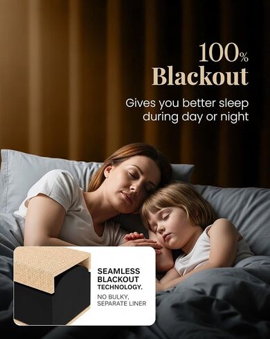DECOLURE Linen Blackout Curtains - SunShield 90 Inches Long Black Out Curtains for Living Room and Bedroom Windows - Luxury Faux Linen, 2 Panels Set, Ultra Durable - 90 Length x 52 in (Beige) in Saudi Arabia