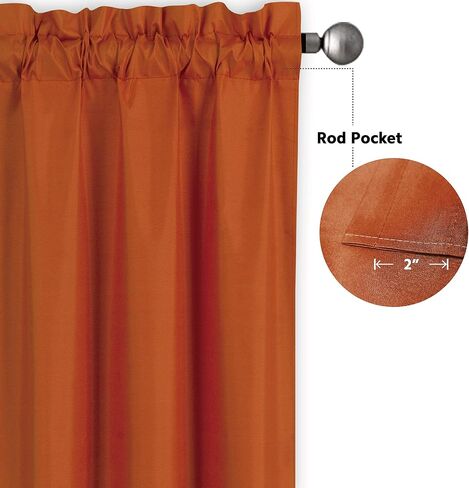 Home Collection 2 Panels 100% Blackout Curtain Set Solid Color with Rod Pocket Short Tier Drapes for Kitchen, Dinning Room, Bathroom, Bedroom,Living Room Window New (58" Wide X 23" Long, Orange) in Saudi Arabia