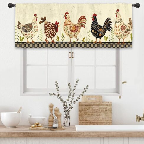 Cute Cat Kitchen Curtain Valance 54W x 18L Inch Pet Lovely Farmhouse Kitten Rod Pocket Short Cafe Small Window Treatment Drapes Decor in Kuwait