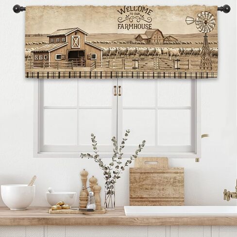 Cute Cat Kitchen Curtain Valance 54W x 18L Inch Pet Lovely Farmhouse Kitten Rod Pocket Short Cafe Small Window Treatment Drapes Decor in Kuwait