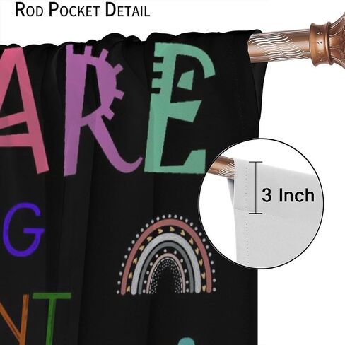 Cute Rainbow Curtain, Black Quotes Boho Rainbow Window Curtains for Kids Bedroom Nursery Classroom 42" W X 45" L(No Blackout) in Kuwait
