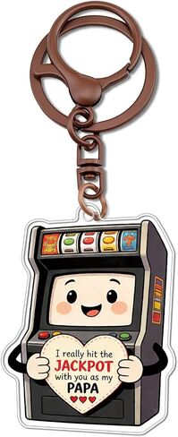Funny Fathers Day Gift Papa Gifts for Fathers Day Papa Gifts from Grandkids Papas Gift from Granddaughter Grandson Jackpot Slot Machine Keychain Cool First Time Grandpas Baby Announcement in Saudi Arabia