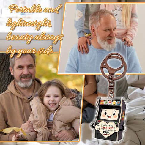 Funny Fathers Day Gift Papa Gifts for Fathers Day Papa Gifts from Grandkids Papas Gift from Granddaughter Grandson Jackpot Slot Machine Keychain Cool First Time Grandpas Baby Announcement in Saudi Arabia