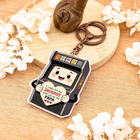 Funny Fathers Day Gift Papa Gifts for Fathers Day Papa Gifts from Grandkids Papas Gift from Granddaughter Grandson Jackpot Slot Machine Keychain Cool First Time Grandpas Baby Announcement in Saudi Arabia