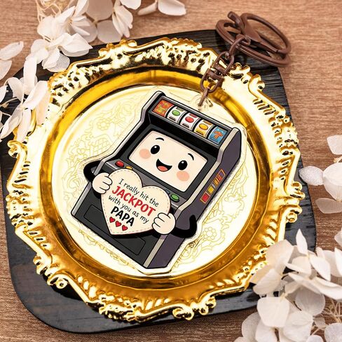 Funny Fathers Day Gift Papa Gifts for Fathers Day Papa Gifts from Grandkids Papas Gift from Granddaughter Grandson Jackpot Slot Machine Keychain Cool First Time Grandpas Baby Announcement in Saudi Arabia