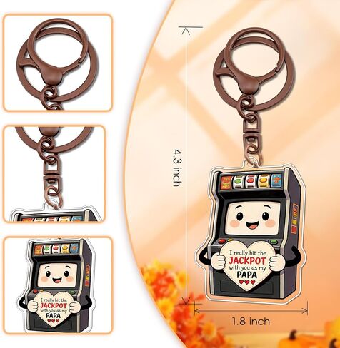 Funny Fathers Day Gift Papa Gifts for Fathers Day Papa Gifts from Grandkids Papas Gift from Granddaughter Grandson Jackpot Slot Machine Keychain Cool First Time Grandpas Baby Announcement in Saudi Arabia