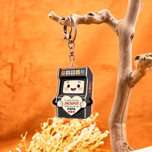 Funny Fathers Day Gift Papa Gifts for Fathers Day Papa Gifts from Grandkids Papas Gift from Granddaughter Grandson Jackpot Slot Machine Keychain Cool First Time Grandpas Baby Announcement in Saudi Arabia