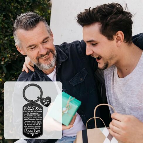 Bonus Son Gifts from Stepmom Stepdad Stepson Gifts from Stepmom To My Bonus Sons Keychain Stepson Gift for Wedding Day Adoption Gift for Adult Son Birthday Christmas Stocking Present Idea in Saudi Arabia