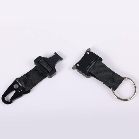 Tactical Keychain for Men, Quick Release Keychain Tactical Gear Clip with HK Clip and Steel Ring Nylon Webbing Military for Backpacking Camping Climbing (Black) in Kuwait