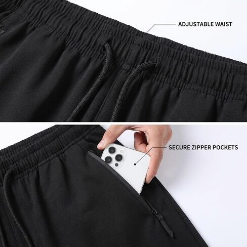 Men's Sweatpants with Zipper Pockets Athletic Track Pants Joggers for Workout Running Gym in Kuwait