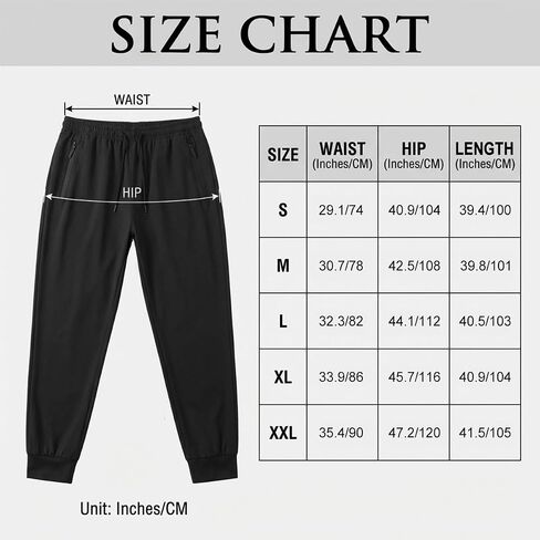 Men's Sweatpants with Zipper Pockets Athletic Track Pants Joggers for Workout Running Gym in Kuwait