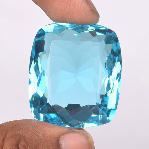 GEMHUB 96.00 Ct Brazilian Swiss Blue Topaz Cushion Translucent Swiss Blue Topaz, AAA Grade Blue Topaz Loose Gemstone for Jewelry in Kuwait