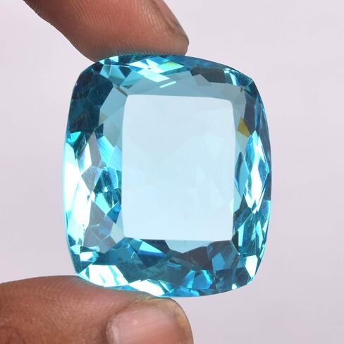 GEMHUB 96.00 Ct Brazilian Swiss Blue Topaz Cushion Translucent Swiss Blue Topaz, AAA Grade Blue Topaz Loose Gemstone for Jewelry in Kuwait