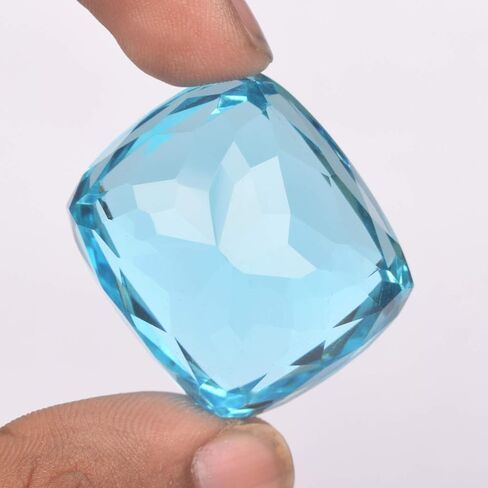 GEMHUB 96.00 Ct Brazilian Swiss Blue Topaz Cushion Translucent Swiss Blue Topaz, AAA Grade Blue Topaz Loose Gemstone for Jewelry in Kuwait