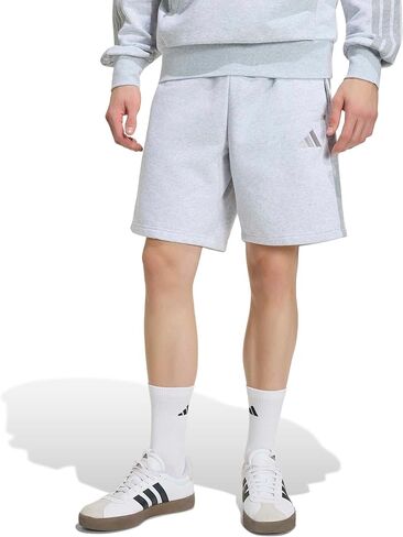 شورت رجالي من adidas Essentials 3-Stripes Fleece مقاس 9 بوصة، LightGreyHeatherMediumGreyHeather، Medium in Kuwait