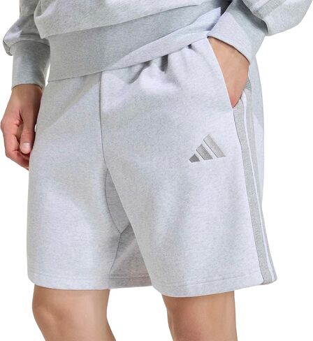 شورت رجالي من adidas Essentials 3-Stripes Fleece مقاس 9 بوصة، LightGreyHeatherMediumGreyHeather، Medium in Kuwait