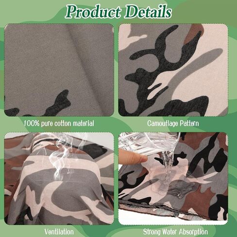 18 Pack Camo Bandanas Cotton Headwraps Wristband Sports Face Cover for Running Cycling Hiking, 22" × 22" in Saudi Arabia