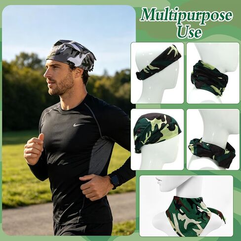 18 Pack Camo Bandanas Cotton Headwraps Wristband Sports Face Cover for Running Cycling Hiking, 22" × 22" in Saudi Arabia