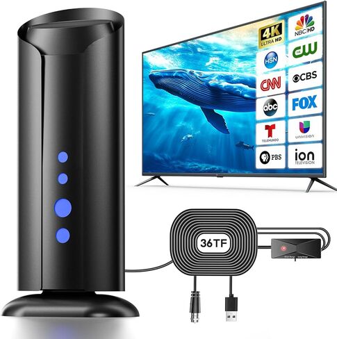 TV Antenna for Smart TV - 4K/1080P Picture Quality, 360° Signal Reception, Weather-Resistant, 180-Day Warranty, Free Local Broadcasts in Kuwait