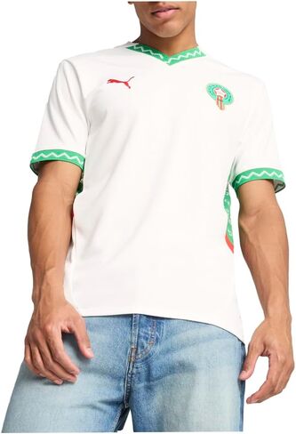 PUMA Mens Morocco Away V Neck Short Sleeve Replica Jersey Casual in Kuwait