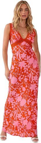 Nasty Gal Women's Floral Lace Insert Plunge Maxi Dress in Saudi Arabia