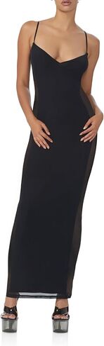AFRM Women's Alyson Sleeveless Illusion Mesh Maxi Bodycon Dress with Adjustable Spaghetti Straps in Saudi Arabia