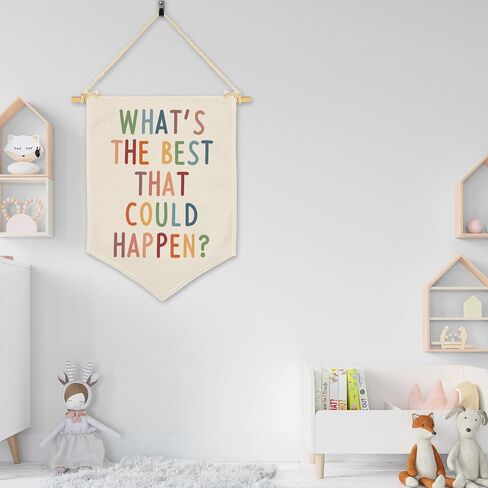 Boho Motivational Positive Wall Decor, What's The Best That Could Happen Positive Affirmations Wall Art Prints Decor for Living Room Bedroom Home Office in Saudi Arabia