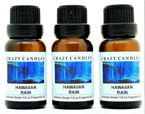 Crazy Candles Hawaiian Rain 3 Bottles 1/2 Fl Oz Each (15ml) Premium Grade Scented Fragrance Oil (Frangipani, White Ginger,Plumeria and Water Aroma) in Saudi Arabia