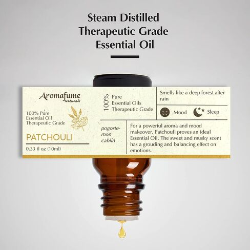 AROMAFUME Patchouli Essential Oil - 100% Natural, Therapeutic Grade Essential Oils - Pure, Harmonising Aromatherapy Oil for Home Diffusers - Gifts for Her - 10ml in Saudi Arabia
