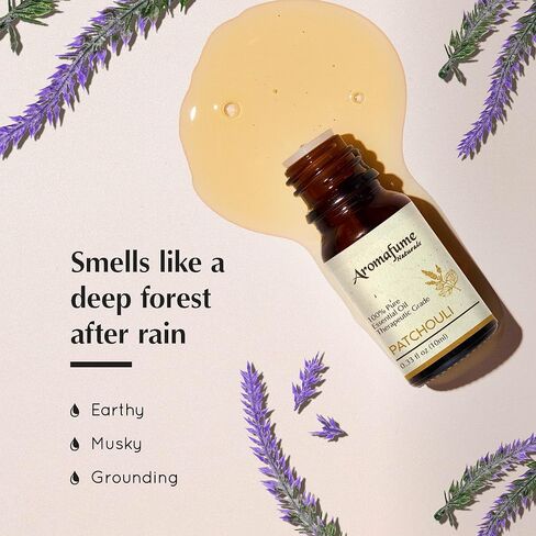 AROMAFUME Patchouli Essential Oil - 100% Natural, Therapeutic Grade Essential Oils - Pure, Harmonising Aromatherapy Oil for Home Diffusers - Gifts for Her - 10ml in Saudi Arabia