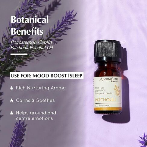 AROMAFUME Patchouli Essential Oil - 100% Natural, Therapeutic Grade Essential Oils - Pure, Harmonising Aromatherapy Oil for Home Diffusers - Gifts for Her - 10ml in Saudi Arabia