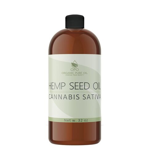 Hemp Seed Oil - 100% Pure Unrefined Cold Pressed Organically Sourced All Natural Non GMO Extra Virgin Undiluted Carrier Oil - 32 oz - 1 Quart - For DIY Essential Oils Cosmetics - Packaging May Vary in Saudi Arabia